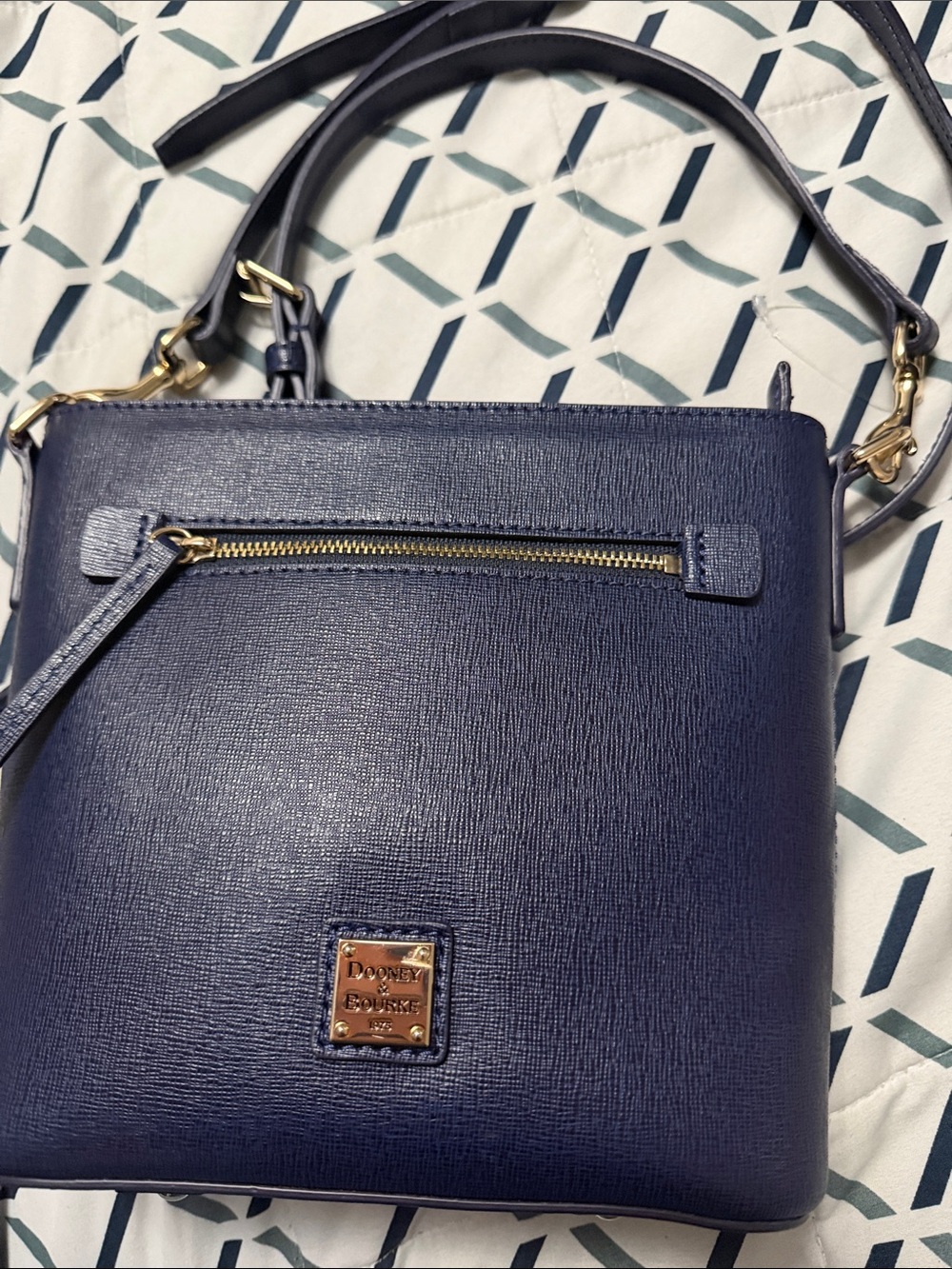 Dooney & Bourke Navy Leather Crossbody with Gold Hardware